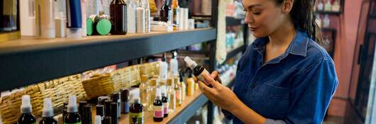 Woman shopping cosmetics.