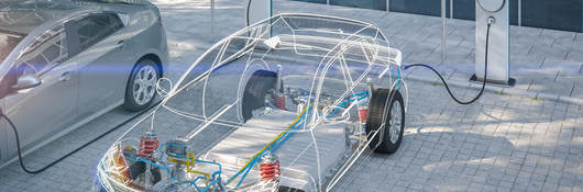 See-through electric car with battery