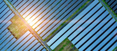 Aerial view of solar cell field