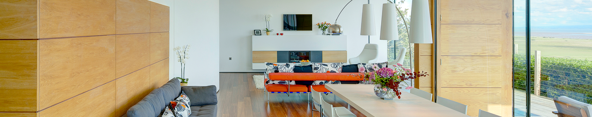 Modern dining room with modern furniture